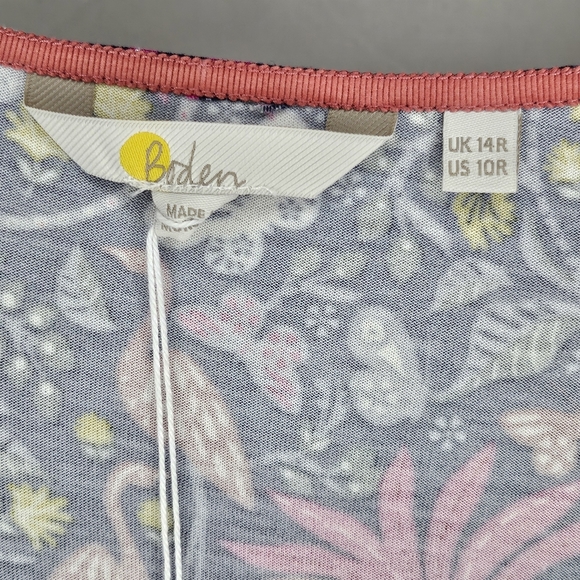 New Boden Amelie Jersey Dress Navy Tropical Charm Floral Bird Butterfly Size 10R - Picture 10 of 15